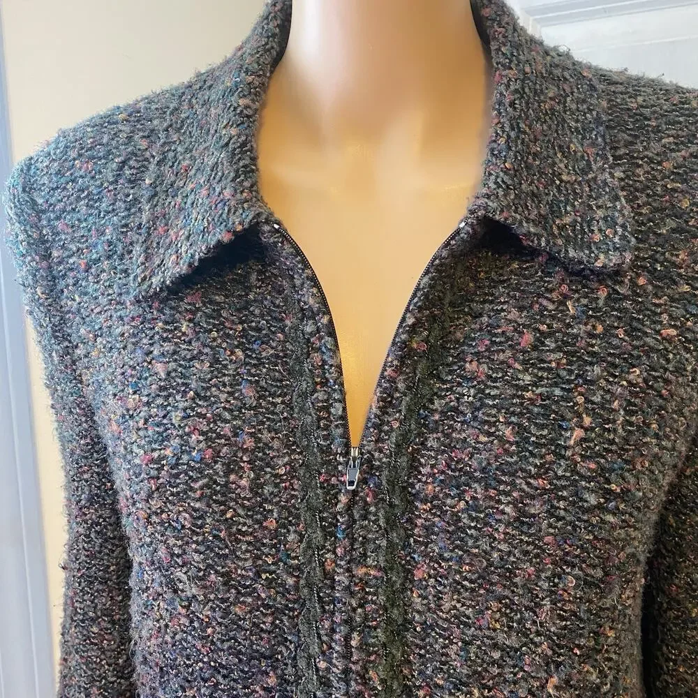 Sag Harbor Vintage Multicolor Tweed Style Blazer Jacket Women 12 Academia Preppy